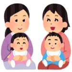 母と幼児2組のイラスト